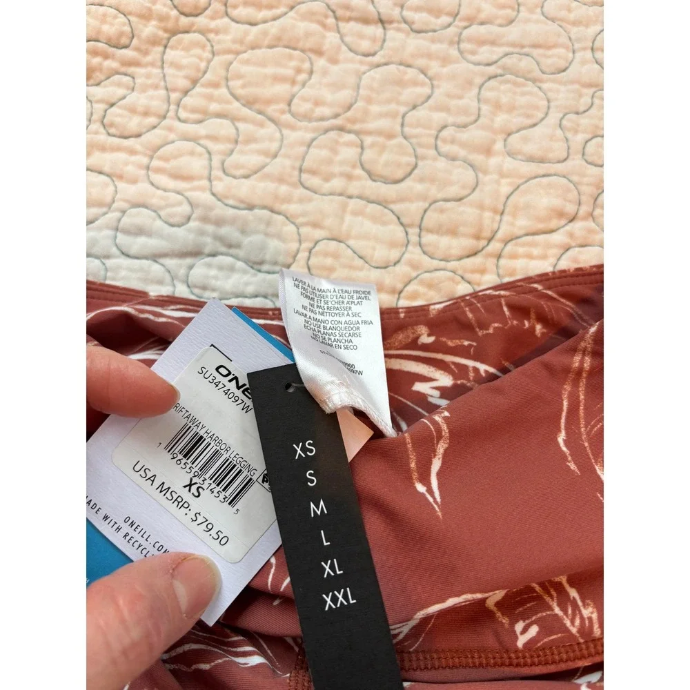 O'Neill‎ Blue Women's Driftaway Harbor Leggings Rust Palm Print XS
